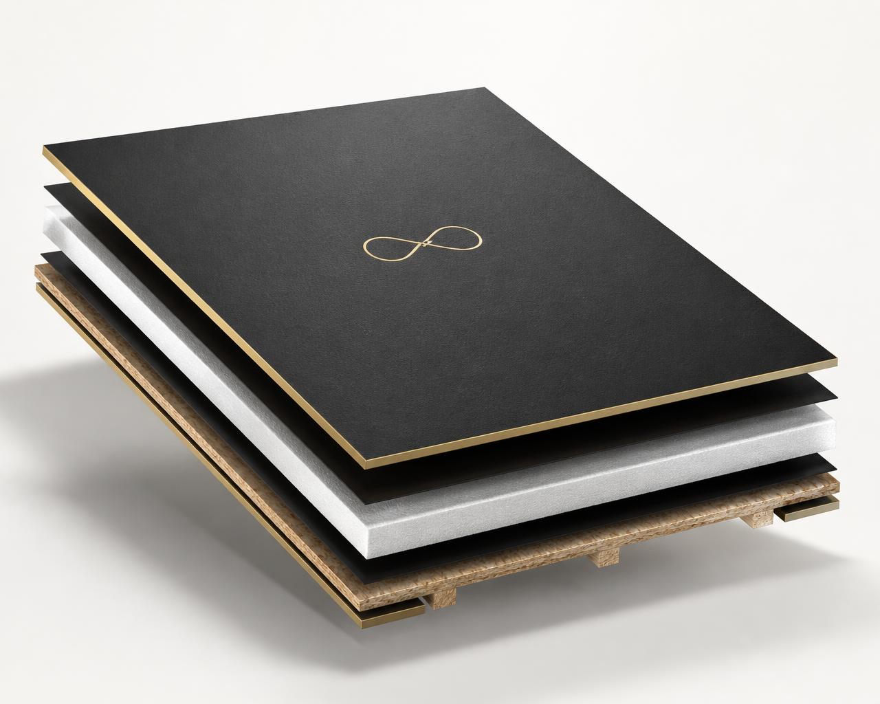 Exploded view rendering of the Infinity Panel showing separated panel layers